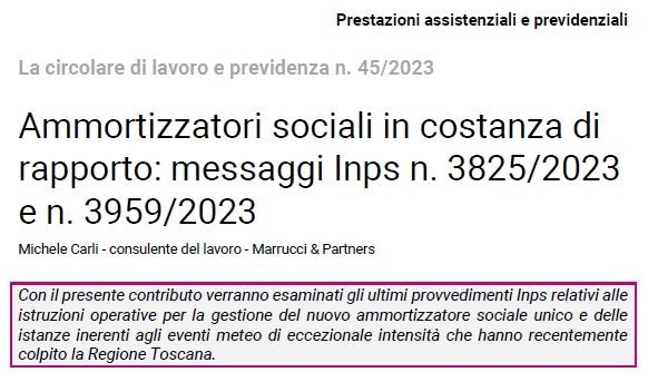 Ammortizzatori sociali in costanza di rapporto: messaggi Inps n. 3825/2023 e n. 3959/2023