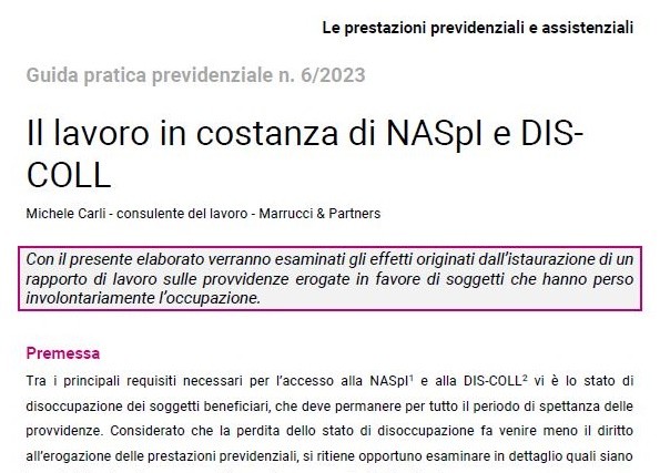 Il lavoro in costanza di NASpI e Dis-Coll